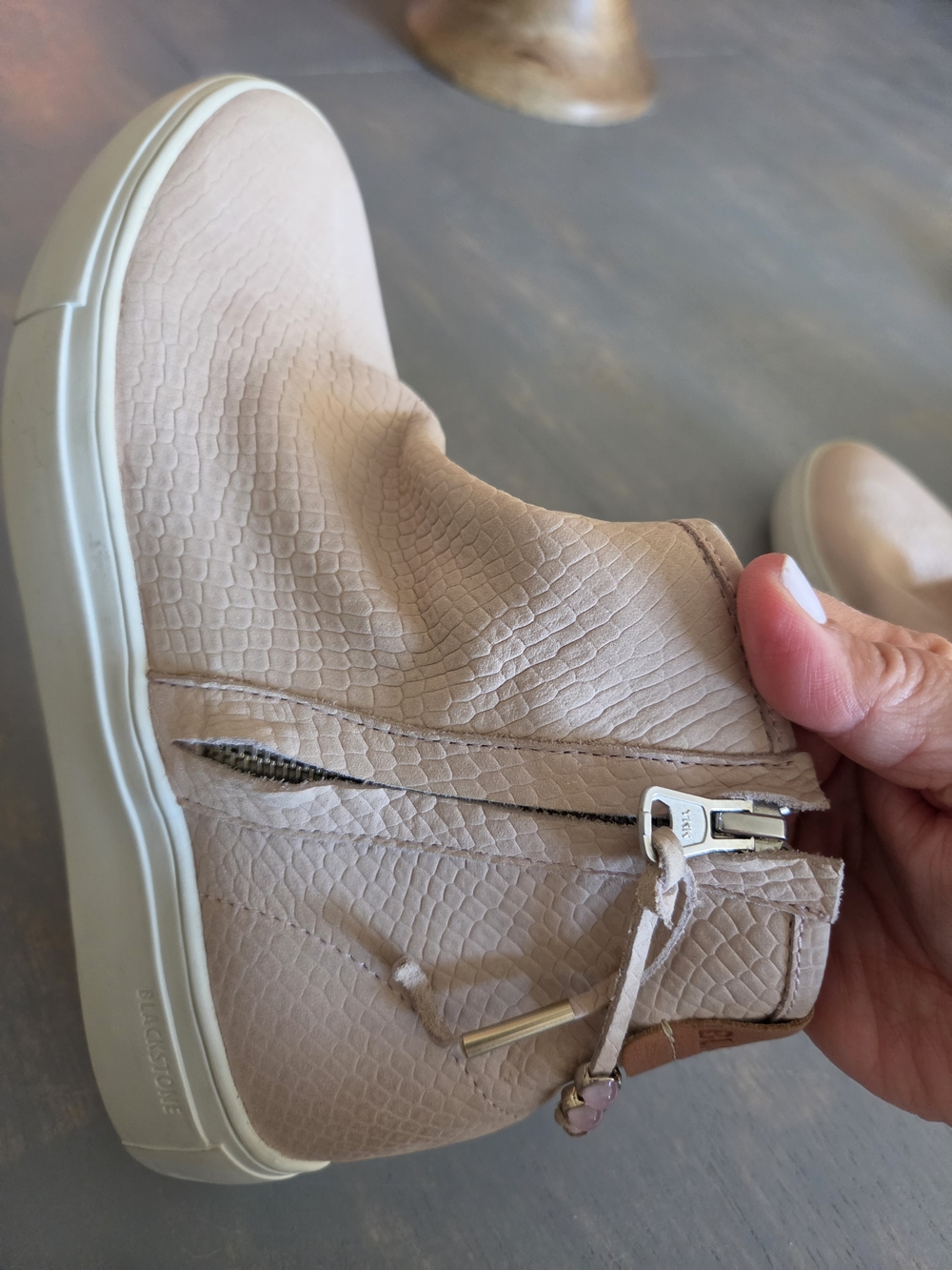 Blackstone Women’s Textured Slip-On Ankle Booties in Light Pink Cream - Picture 7 of 14